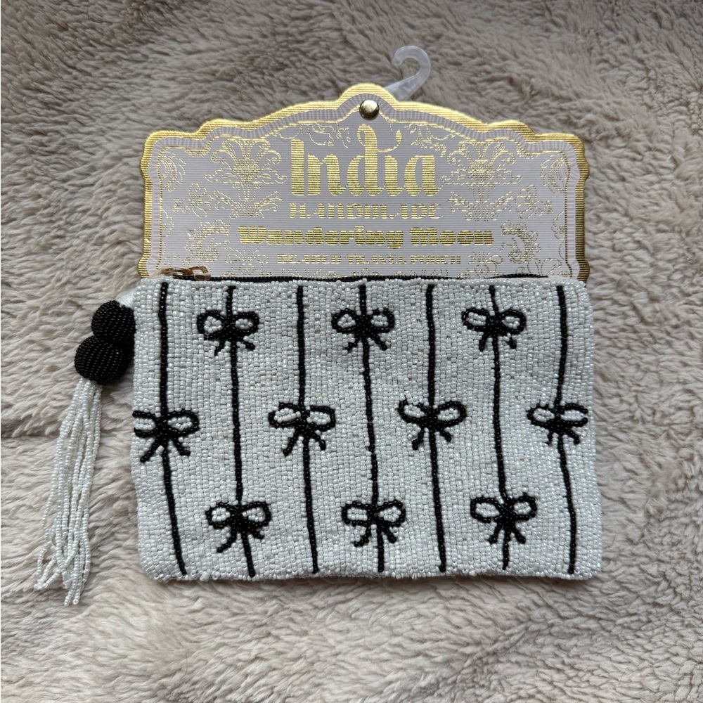 Wedding Party Festival Viral Beaded Bow Design Clutch with Tassel